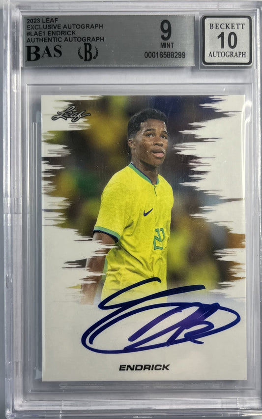 2023 Leaf Exclusive On Card Auto Endrick BGS 9 Auto 10 Karte Brasil.