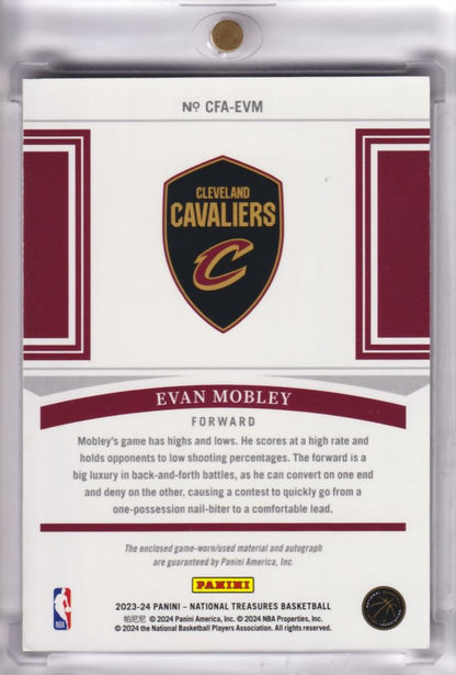 2023-24 NBA Panini National Treasures Clutch Factor Patch-Autograph Auto Evan Mobley /9