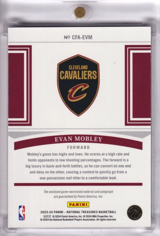 2023-24 NBA Panini National Treasures Clutch Factor Patch-Autograph Auto Evan Mobley /9