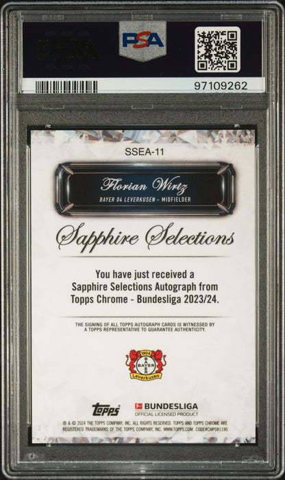 2023-24 Topps Chrome Bundesliga – Florian Wirtz – Selections Autograph Black /10 PSA10
