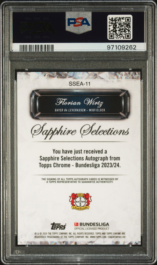 2023-24 Topps Chrome Bundesliga – Florian Wirtz – Selections Autograph Black /10 PSA10