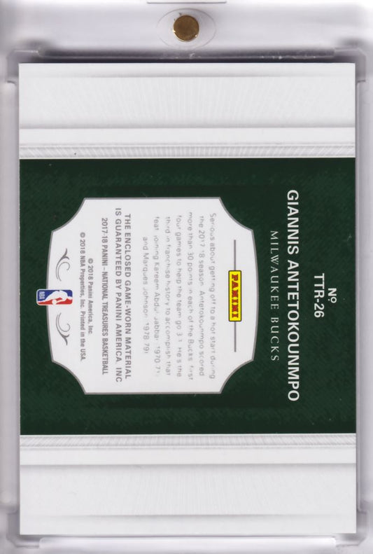 2017-18 Panini National Treasures Tremendous Patch Game Worn Giannis Antetokounmpo /10