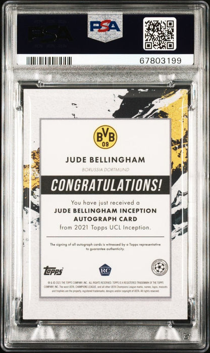 2020 Topps Inception UCL Emerging Stars Green Jude Bellingham RC Rookie /99 PSA9 Auto 10
