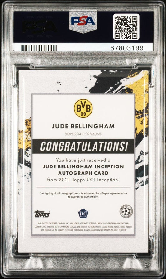 2020 Topps Inception UCL Emerging Stars Green Jude Bellingham RC Rookie /99 PSA9 Auto 10