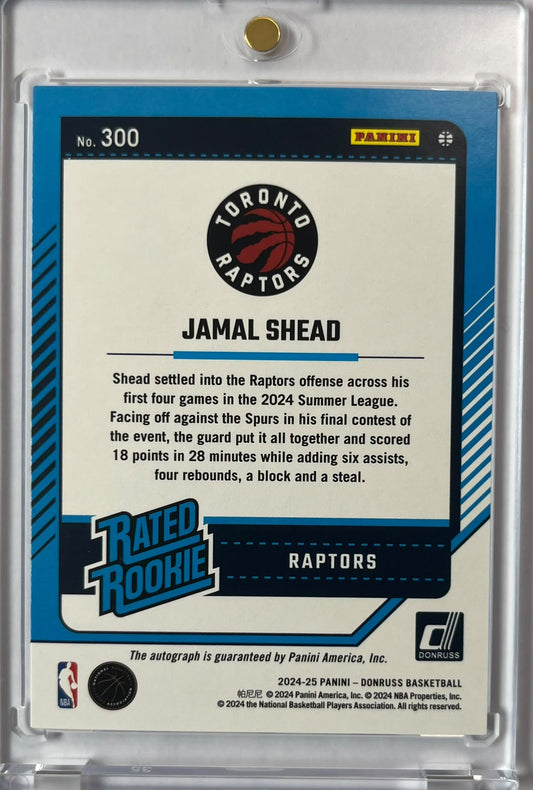 2024-25 Panini Donruss Rated Rookie Mojo Jamal Shead RC Auto Toronto Raptors