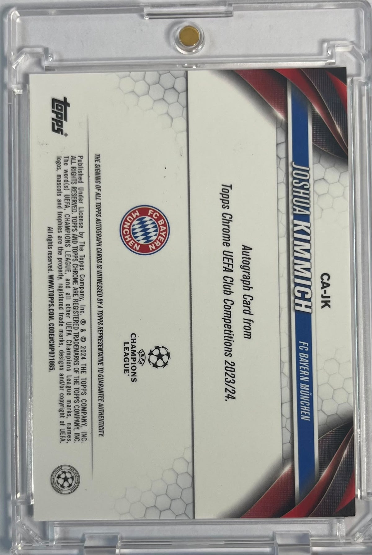 2023-24 Topps Chrome Sapphire UCC Orange Joshua Kimmich Auto 12/25 FC Bayern München