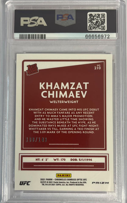 2021 Panini Chronicles UFC Rated Rookie Red Khamzat Chimaev 100/149 PSA 10 GEM Mint