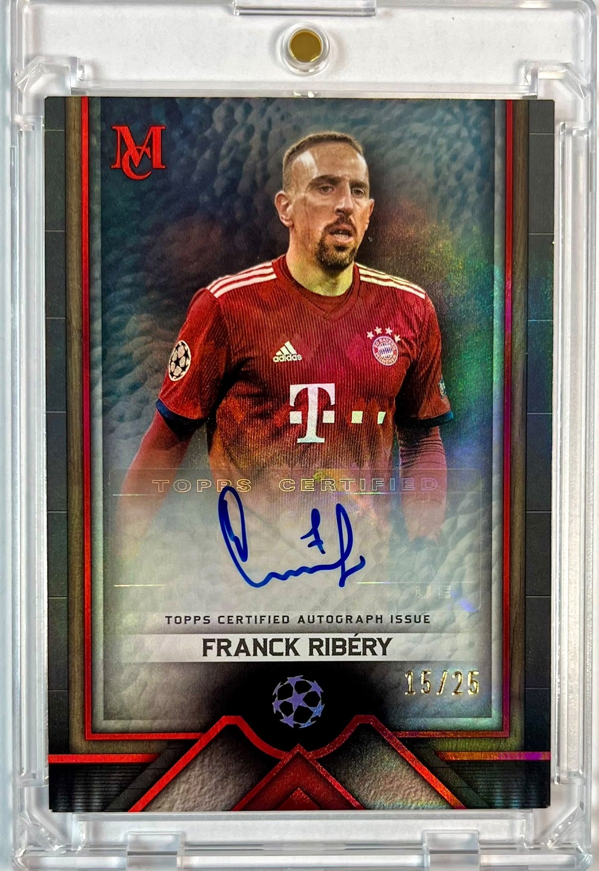 2023-24 Topps Museum Collection UCC Archival Autographs Ruby V3 Franck Ribéry Auto Karte 15/25 FC Bayern München.