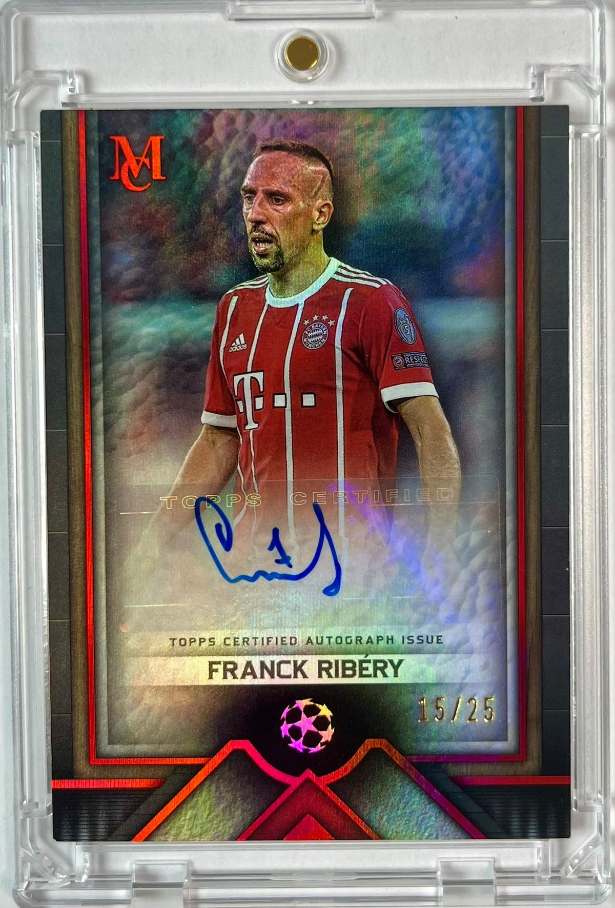 2023-24 Topps Museum Collection UCC Archival Autographs Ruby V2 Franck Ribéry Auto Karte 15/25 FC Bayern München.