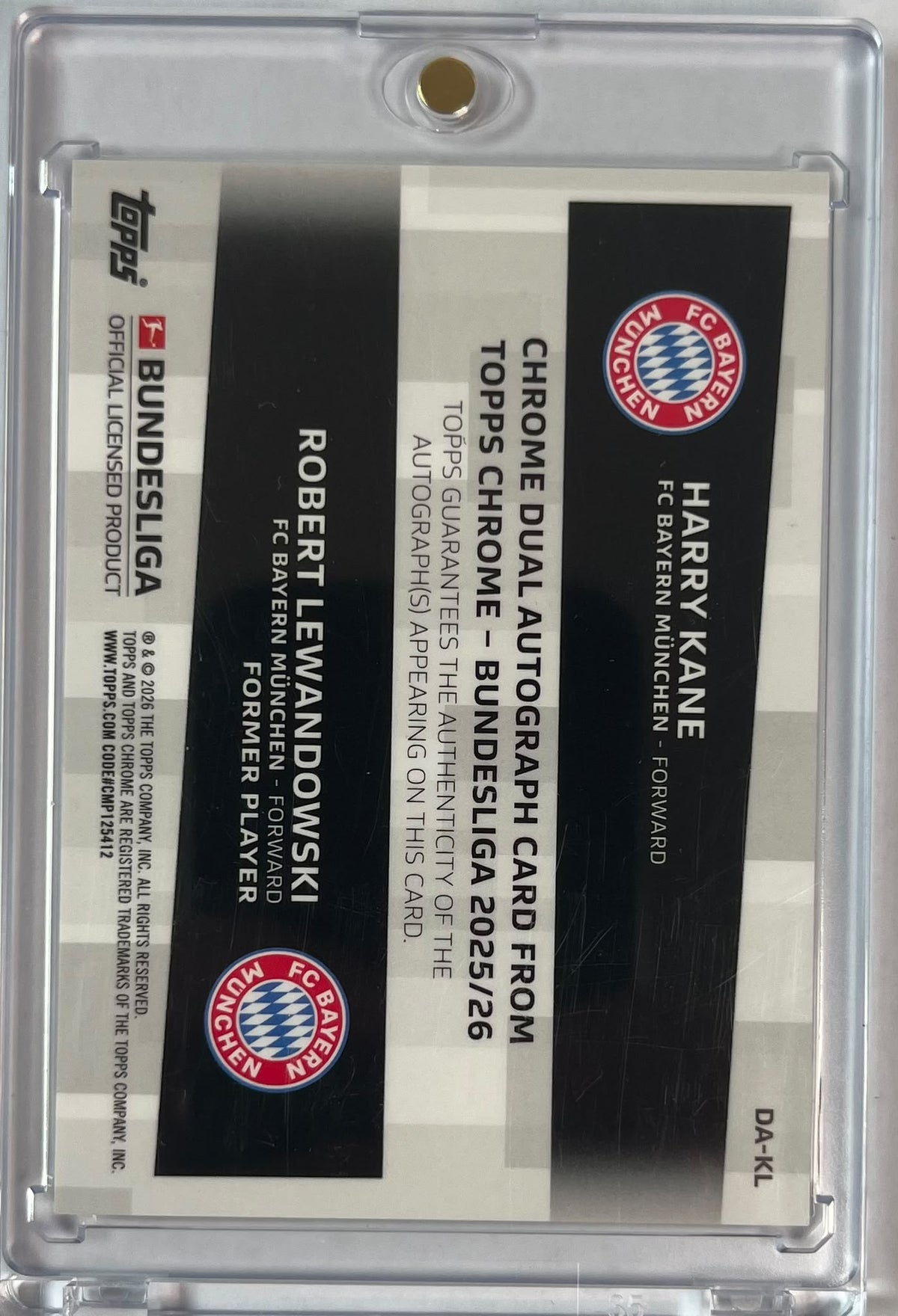 2025-26 Topps Chrome Bundesliga Gold Refractor Dual Auto Harry Kane / Robert Lewandowski 48/50 FC Bayern München