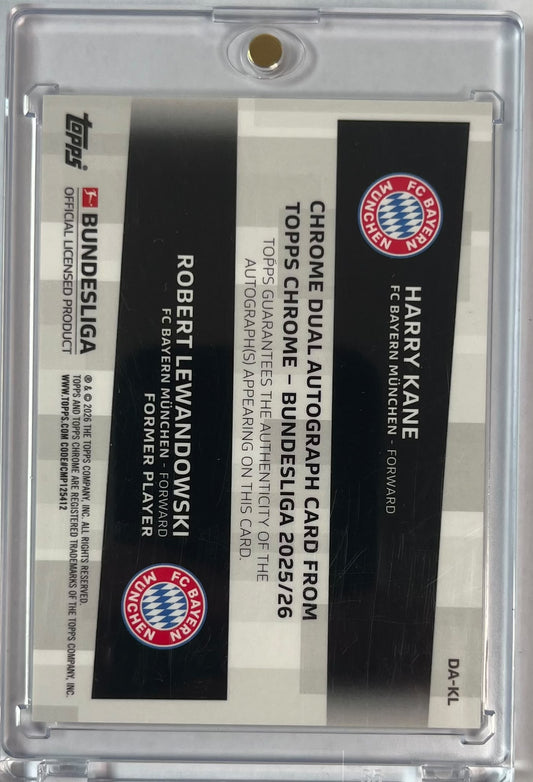 2025-26 Topps Chrome Bundesliga Gold Refractor Dual Auto Harry Kane / Robert Lewandowski 48/50 FC Bayern München