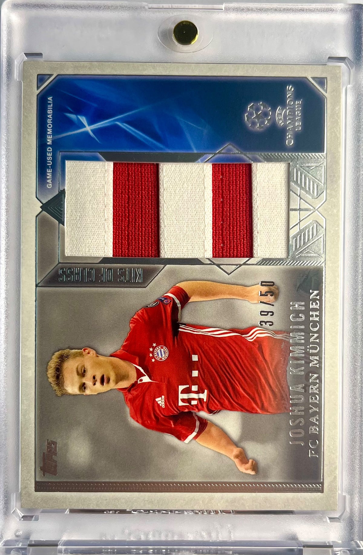 2017 Topps Showcase UCL Game Used Adidas Stripes Patch Joshua Kimmich Karte 39/50 FC Bayern München.