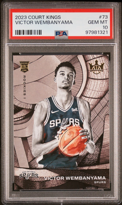 2023-24 Panini Court Kings Rookies Level I Victor Wembanyama RC Karte PSA 10 Gem Mint San Antonio Spurs.