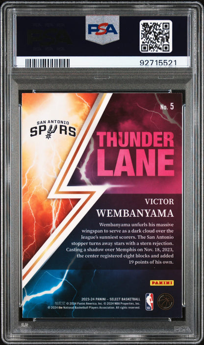 2023-24 Panini Select Thunder Lane Victor Wembanyama RC Rookie PSA 10 GEM MINT San Antonio Spurs
