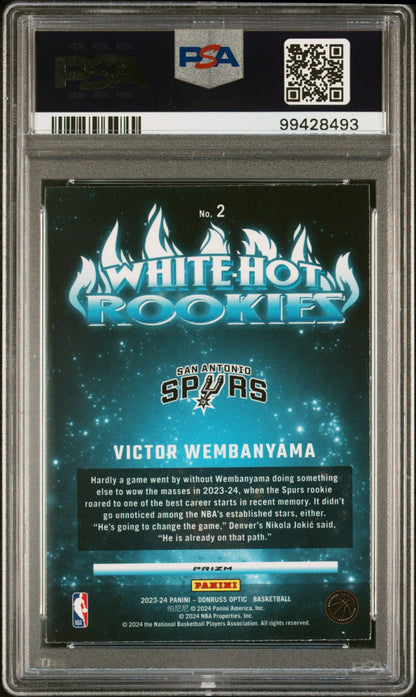 2023-24 Panini Donruss Optic White Hot Rookie Victor Wembanyama RC PSA 8 San Antonio Spurs