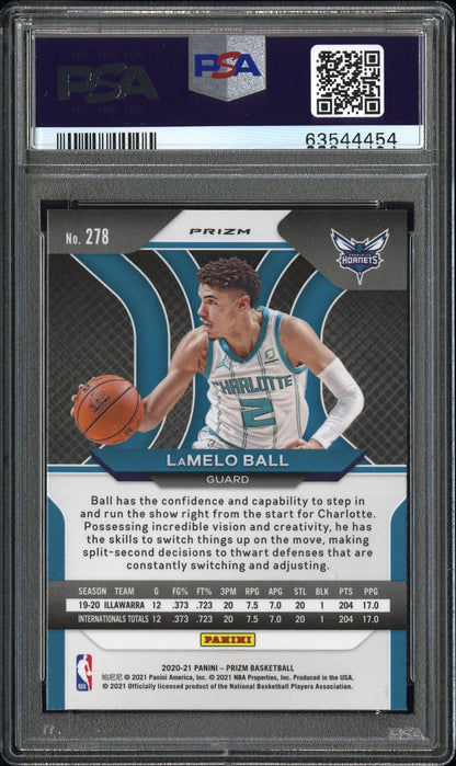 2020-21 Panini Prizm Silver Lamelo Ball RC Rookie PSA 10 Charlotte Hornets