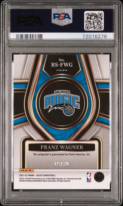 2021-22 Panini Select Rookie Signatures Neon Orange Pulsar Franz Wagner RC Auto 18/30 Orlando Magic