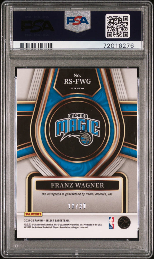 2021-22 Panini Select Rookie Signatures Neon Orange Pulsar Franz Wagner RC Auto 18/30 Orlando Magic