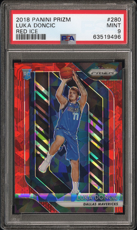 2018-19 Panini Prizm Red Ice Luka Doncic RC Rookie Karte PSA 9 Dallas Mavericks.