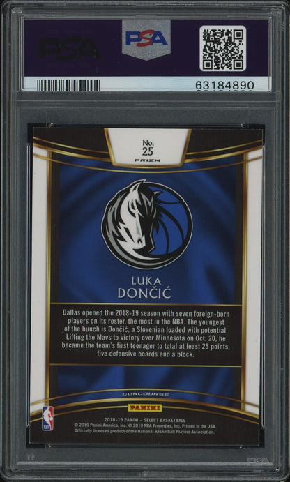 2018-19 Panini Select Silver Prizm Concourse Luka Doncic RC Rookie PSA 9 Dallas Mavericks