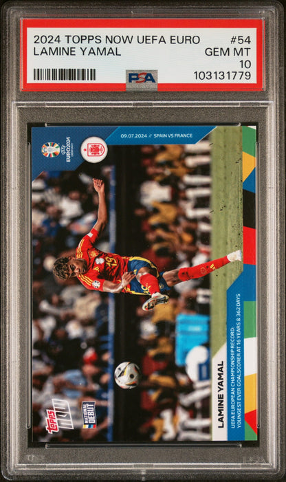 2024 Topps Now UEFA Euro Lamine Yamal Karte PSA 10 Gem Mint Spanien.