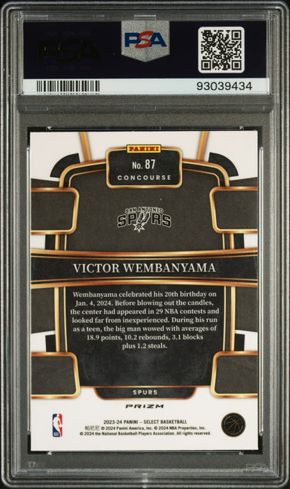 2023-24 Panini Select Blue Cracked Ice Victor Wembanyama SP RC PSA 10 GEM MINT San Antonio Spurs