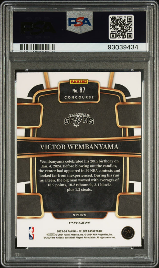 2023-24 Panini Select Blue Cracked Ice Victor Wembanyama SP RC PSA 10 GEM MINT San Antonio Spurs