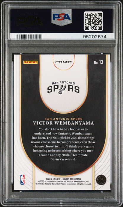 2023-24 Panini Select Neon Icon Red Prizm Victor Wembanyama SP RC PSA 10 GEM MINT San Antonio Spurs