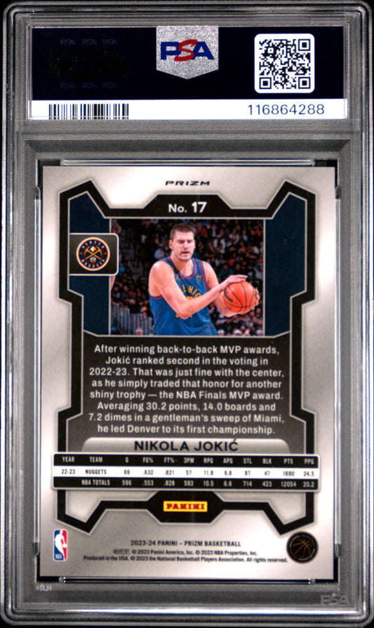 2023-24 Panini Prizm White Sparkle Prizm Nikola Jokic SSP PSA 10 Denver Nuggets