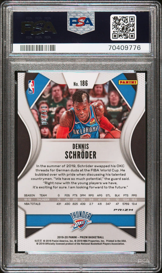 2019-20 Panini Prizm Gold Shimmer Dennis Schröder 01/10 PSA 9 Oklahoma City Thunder