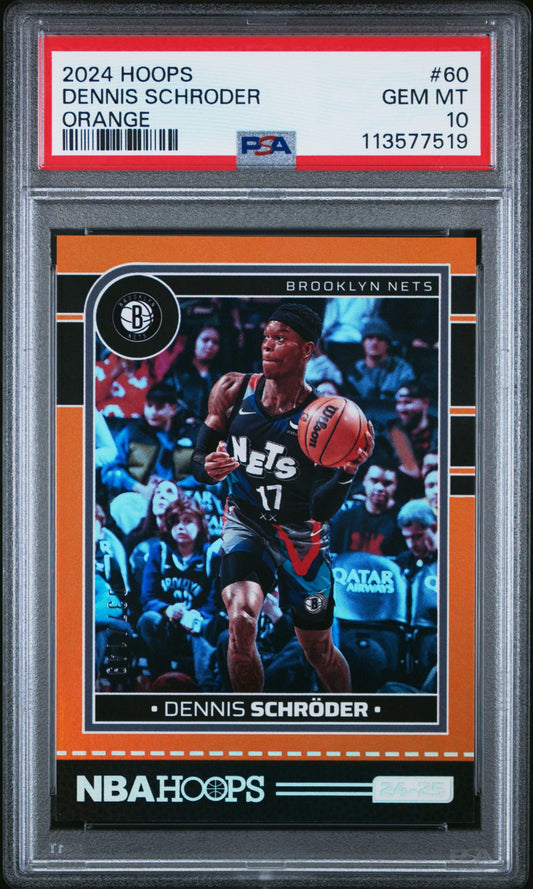 2024-25 Panini Hoops Orange Dennis Schröder Karte 037/149 PSA 10 Gem Mint Brooklyn Nets.