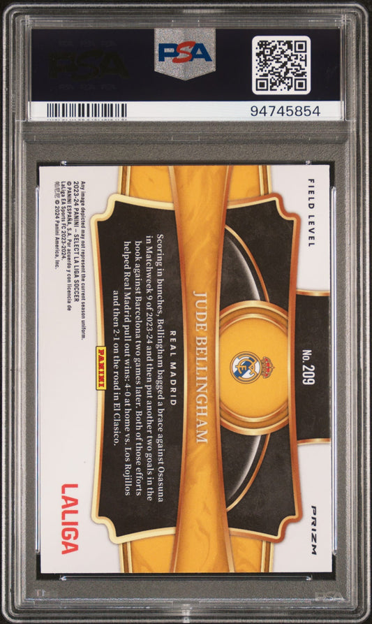 2023-24 Panini Select La Liga Silver Prizm Jude Bellingham PSA 10 Real Madrid POP5