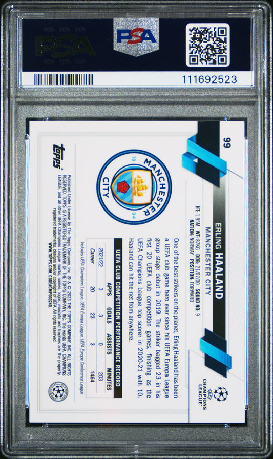 2022-23 Panini Topps Chrome UCC Hero Variation Erling Haaland PSA 9 Manchester City