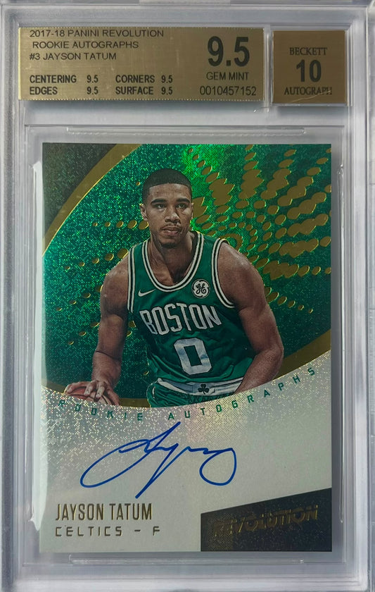 2017-18 Panini Revolution Rookie Autographs Jayson Tatum RC Auto BGS 9.5 Gem Mint Auto 10 Boston Celtics.