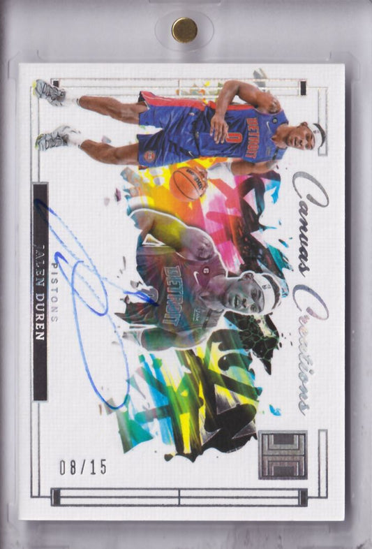 2023-24 NBA Panini Impeccable Jalen Duren /15 (Canvas Creations On-Card Auto)