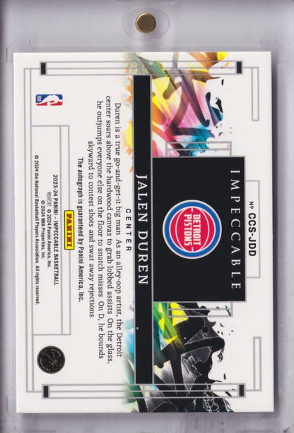 2023-24 NBA Panini Impeccable Jalen Duren /15 (Canvas Creations On-Card Auto)