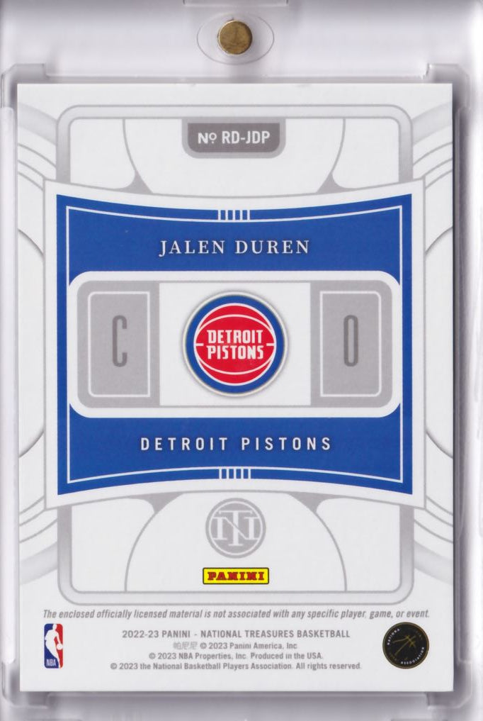 2022-23 NBA Panini National Treasures Rookie Dual Patch Jalen Duren /25