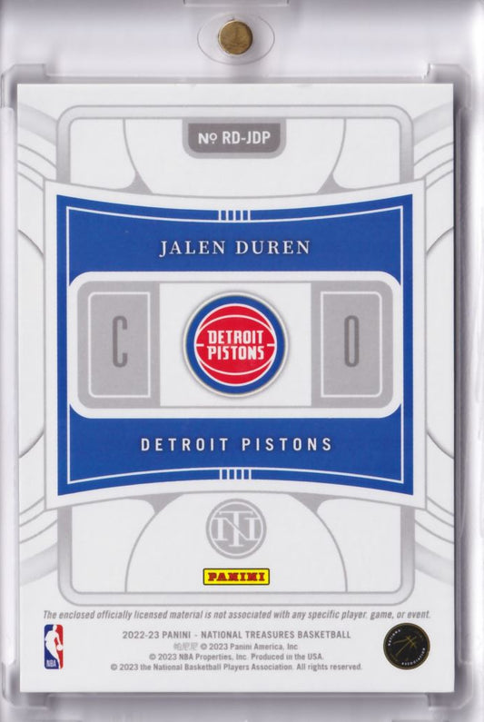 2022-23 NBA Panini National Treasures Rookie Dual Patch Jalen Duren /25