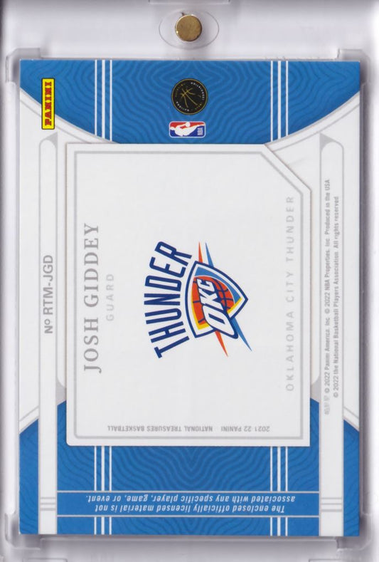 2021-22 Panini National Treasures RC Rookie Jumbo Jersey Josh Giddey /99