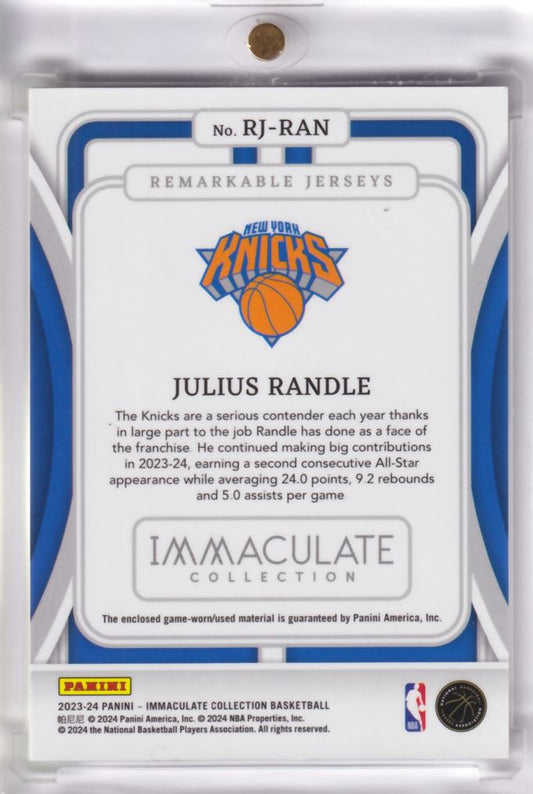 2023-24 Panini Immaculate Remarkable Jerseys Game Worn Patch Julius Randle /99