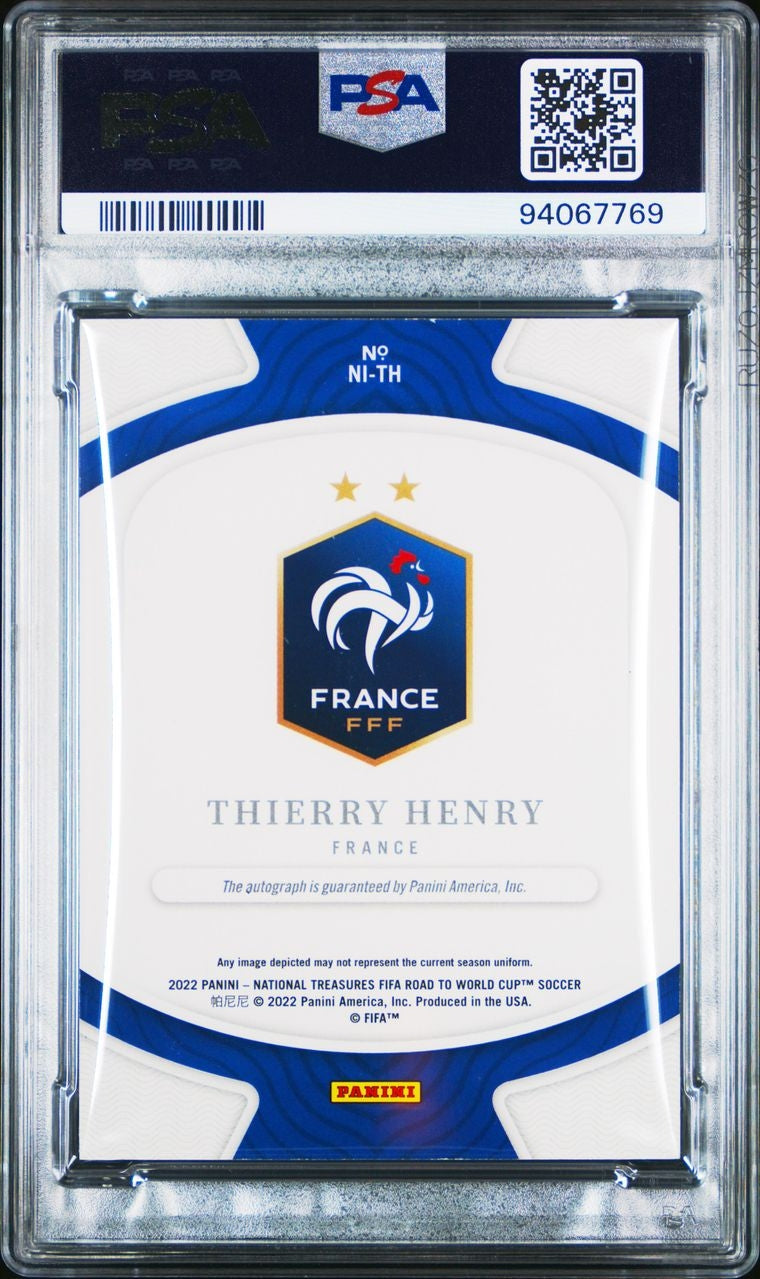2022 Panini National Treasures Archives Ink Auto Thierry Henry 76/99 Frankreich PSA 9