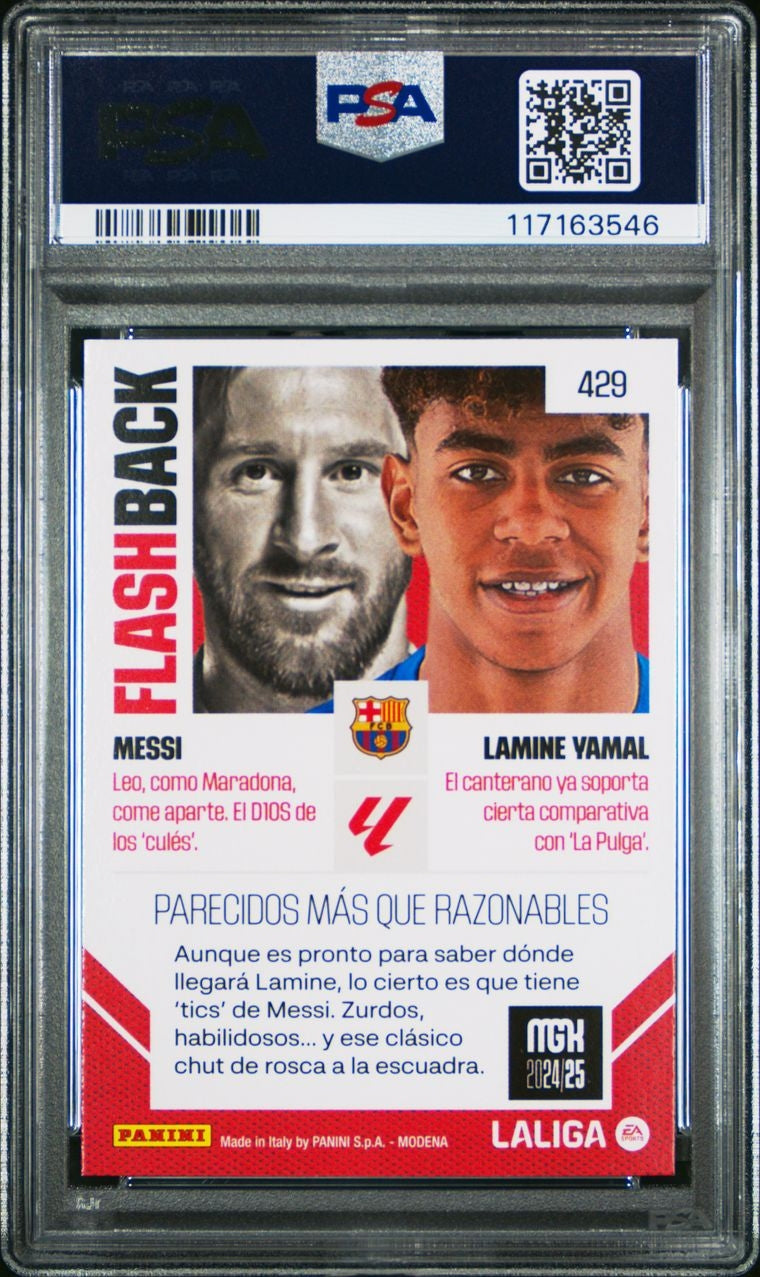 2024-25 Panini Megacracks LIGA Flashback Messi / Lamine Yamal FC Barcelona PSA 9