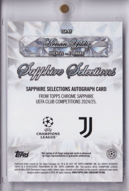 2024-25 Topps Chrome UCC Sapphire Selections Auto Autograph Kenan Yıldız /25
