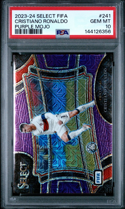 2023-24 Panini Select Fifa Purple Mojo Cristiano Ronaldo Portugal PSA 10