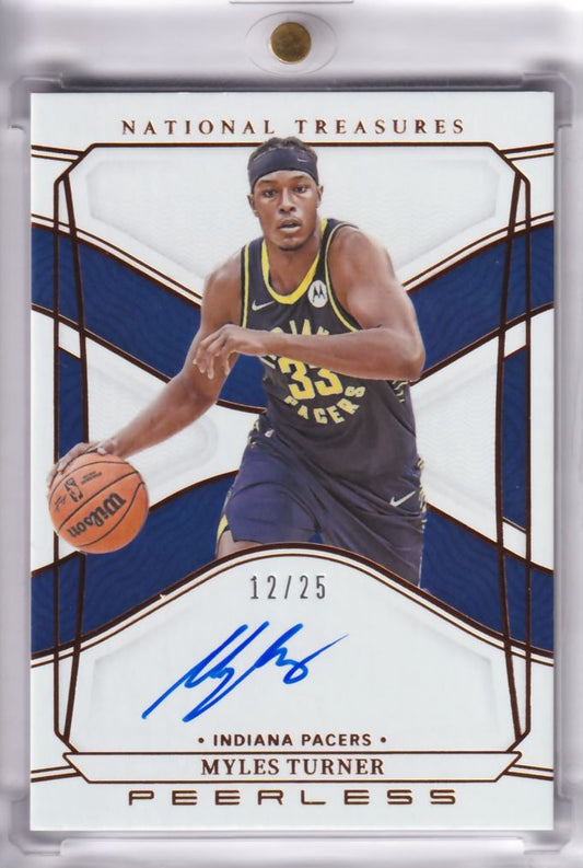 2021-22 NBA Panini National Treasures Peerless On-Card Auto Myles Turner /25
