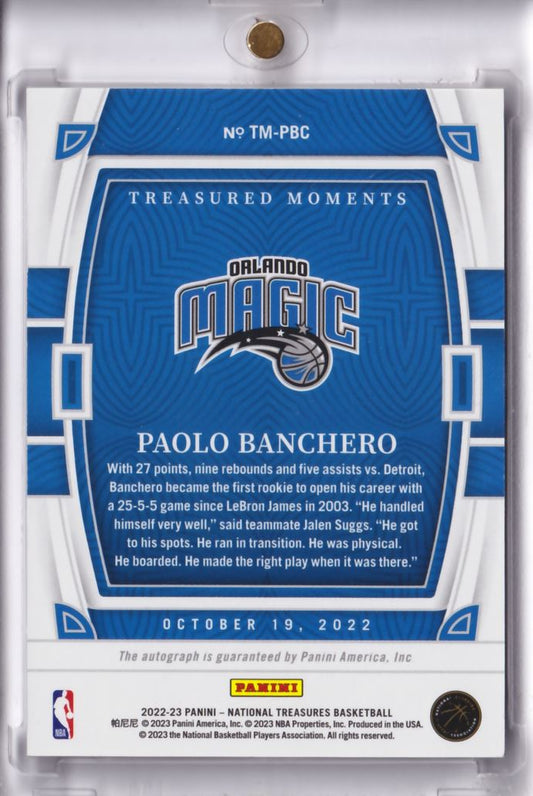 2022-23 NBA Panini National Treasures Treasured Moments on card Auto Autograph Paolo Banchero /25