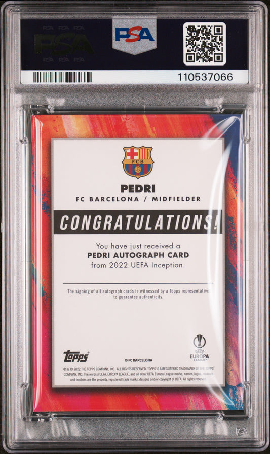2021‑22 Topps Inception UEFA First XI Blue Auto Autograph Pedri /49 PSA 8 / Auto 10