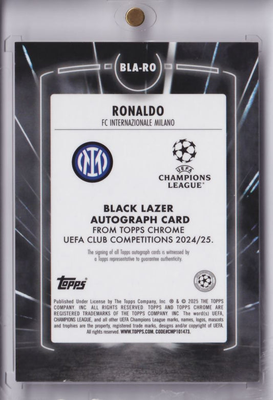 2024-25 Topps Chrome UCC Black Lazer Autograph Auto Ronaldo /25 Inter Mailand