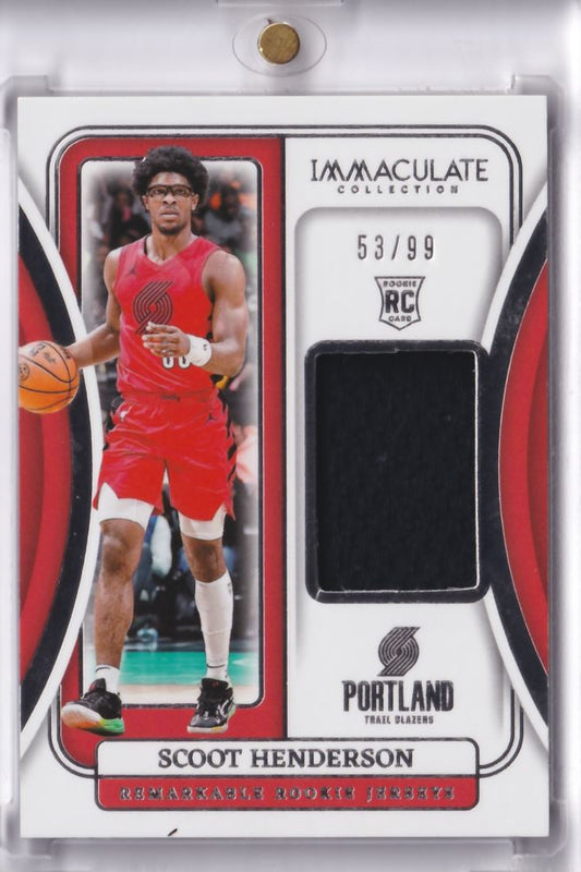 2023-24 Panini Immaculate Remarkable Rookie Jersey's Scoot Henderson RC /99