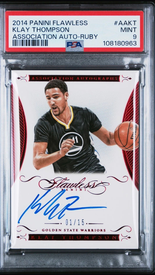 2014-15 Panini Flawless Association Autographs Ruby Klay Thompson Auto Karte 01/15 PSA 9 Golden State Warriors.